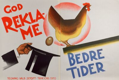Valdemar Setoft: "Reklame Bedre Tider”, Org. twopart vintage poster. c 1931. 85 x 124. Very rare.