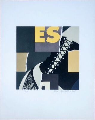Erik Rasmussen: "Korsage, ES". Litografi i farver. Sign 2003. og nummereret. 50 x 40. Uindrammet
