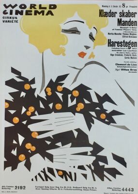 Sven Brasch: ”Klæder skaber Manden”. 1922. Org. linocut vintage movie poster. 86 x 62. Very rare.