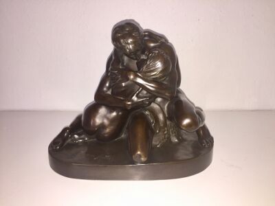 Stephan Sinding: "To Elskende", Figurgruppe af bronze 1889. H. 26. L. 32.