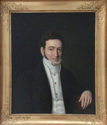 Julius Friedlænder: Herreportræt. Ant. Købmand Simonsen, Ca. 1835. Sign. Olie. 53 x 43 cm